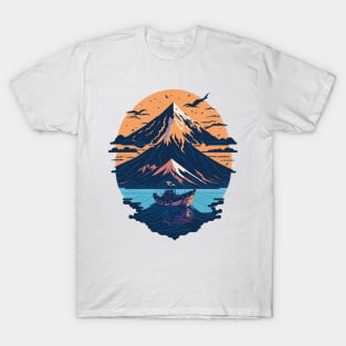 Serene Mount Fuji Sunset Peaceful River Scenery T-Shirt